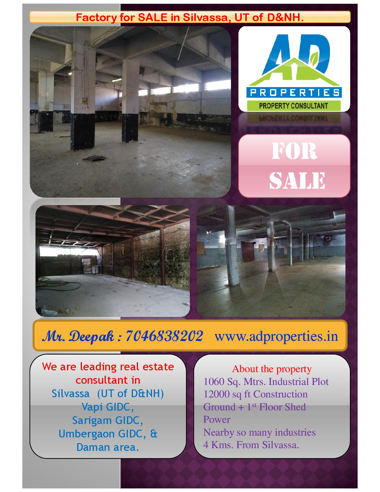 Factory for SALE at Silvassa