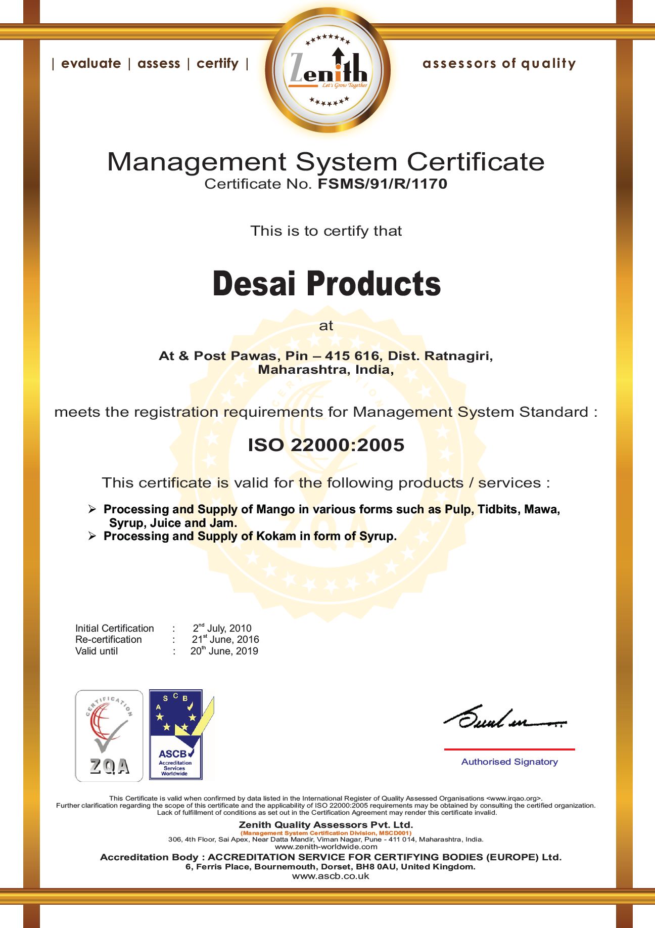 ISO 22000 ASCB