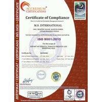 Ms International Certificate ISO 9001-2015