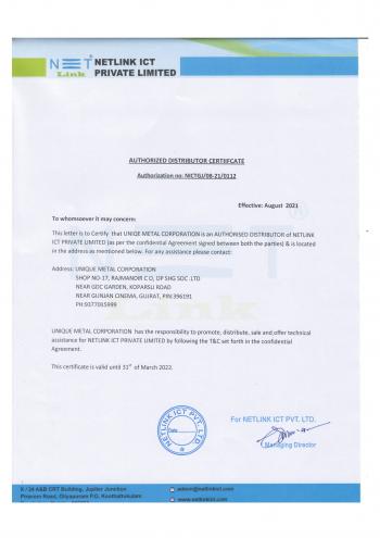 Distributorship Certificate