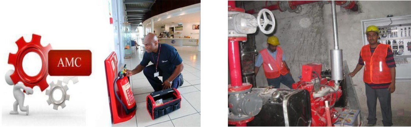 AMC (Annual Maintenance of Fire Safety Equipment’s) that will include regular visit to your premises to check the working condition of the Fire Safety Equipment’s/ Devices installed.