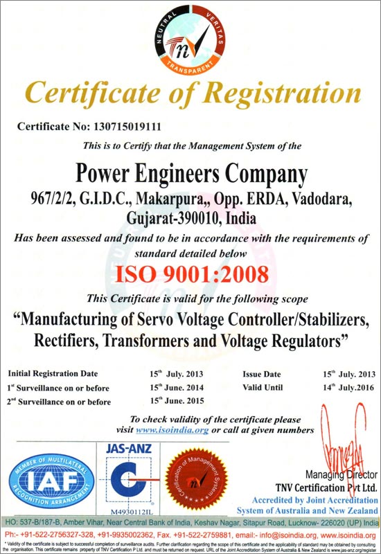 ISO Certificate 9001:2008