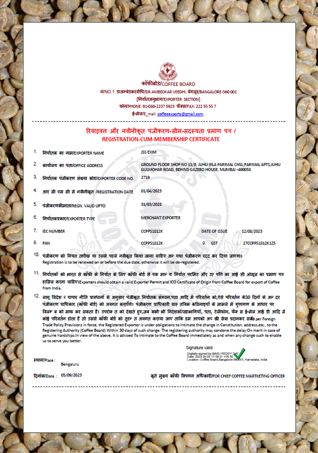 Registration Cum Membership Certificate