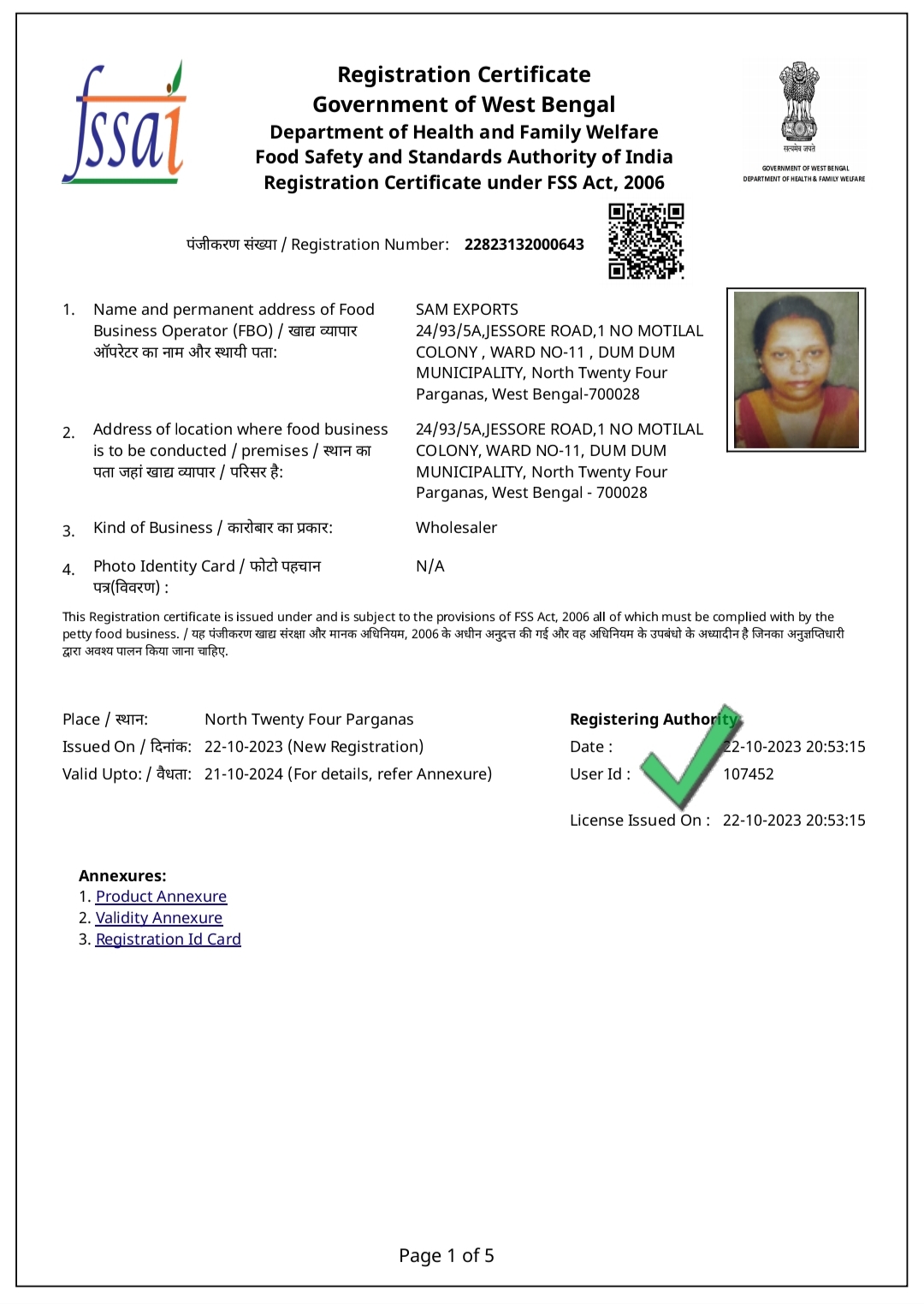 Fassai Certificate