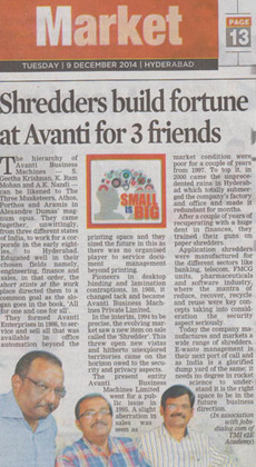 News item in Deccan Chronicle (09-12-2014) about AVANTI and It\'s team