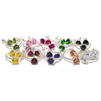 Heart Shape Gemstone Stud Earrings