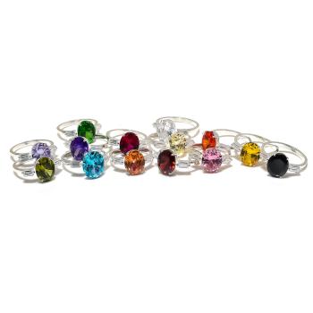 Oval Cut Sterling Silver Gemstone Rings