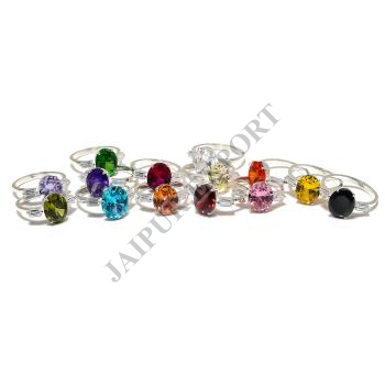 Oval Cut Sterling Silver Gemstone Rings