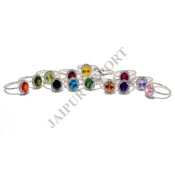 Sterling Silver Oval Shape Gemstone Rings