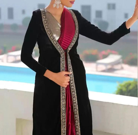 Velvet Long Black Shrug