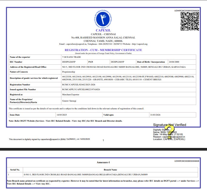 Official Certification & Registration