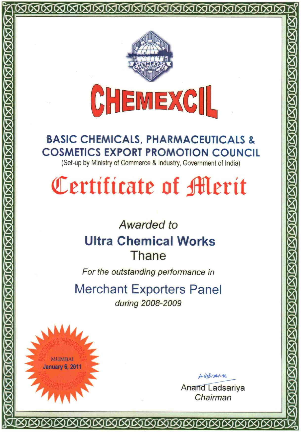 Chemexcil Award for 2008-2009
