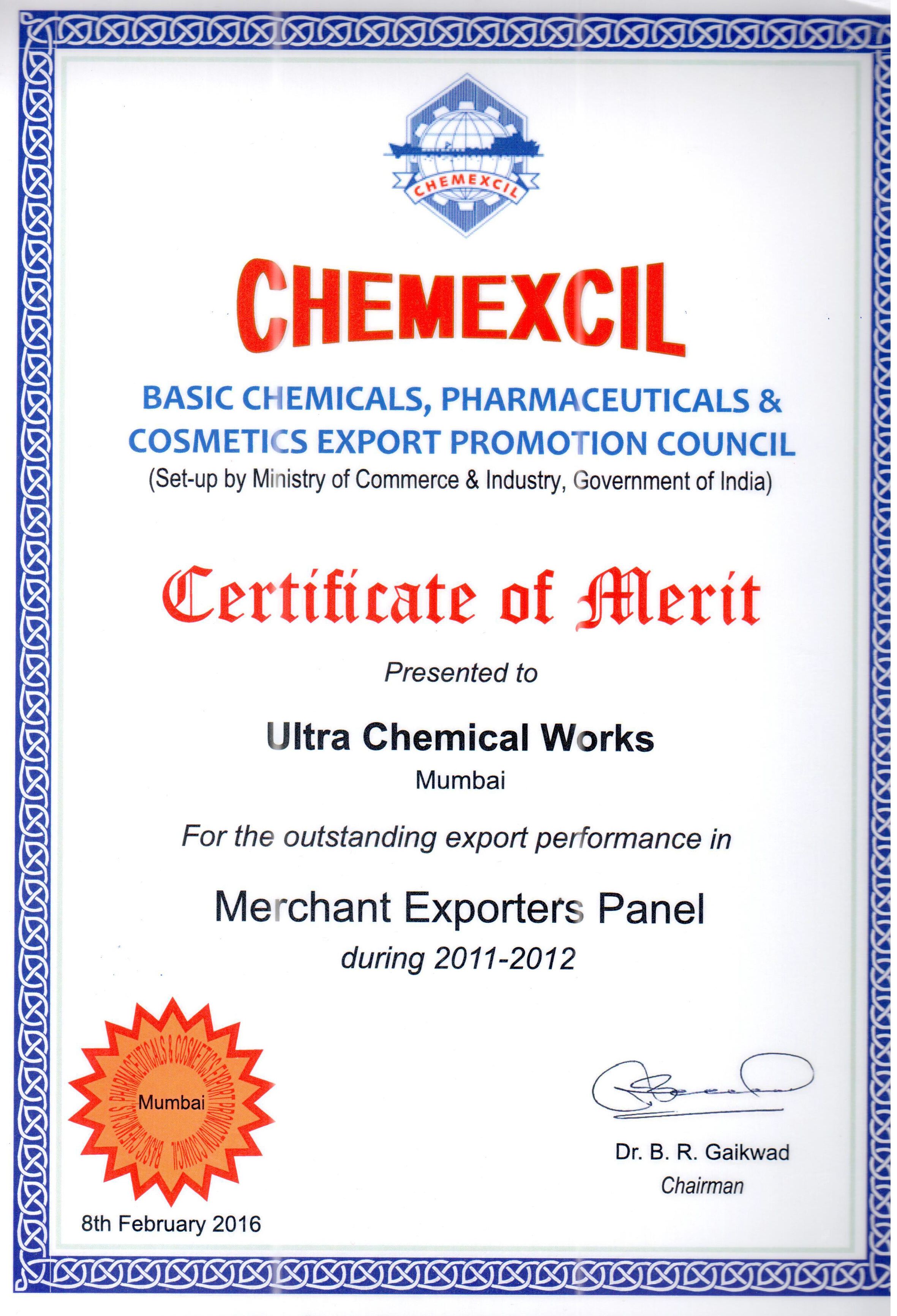 Chemexcil Award for 2011-2012