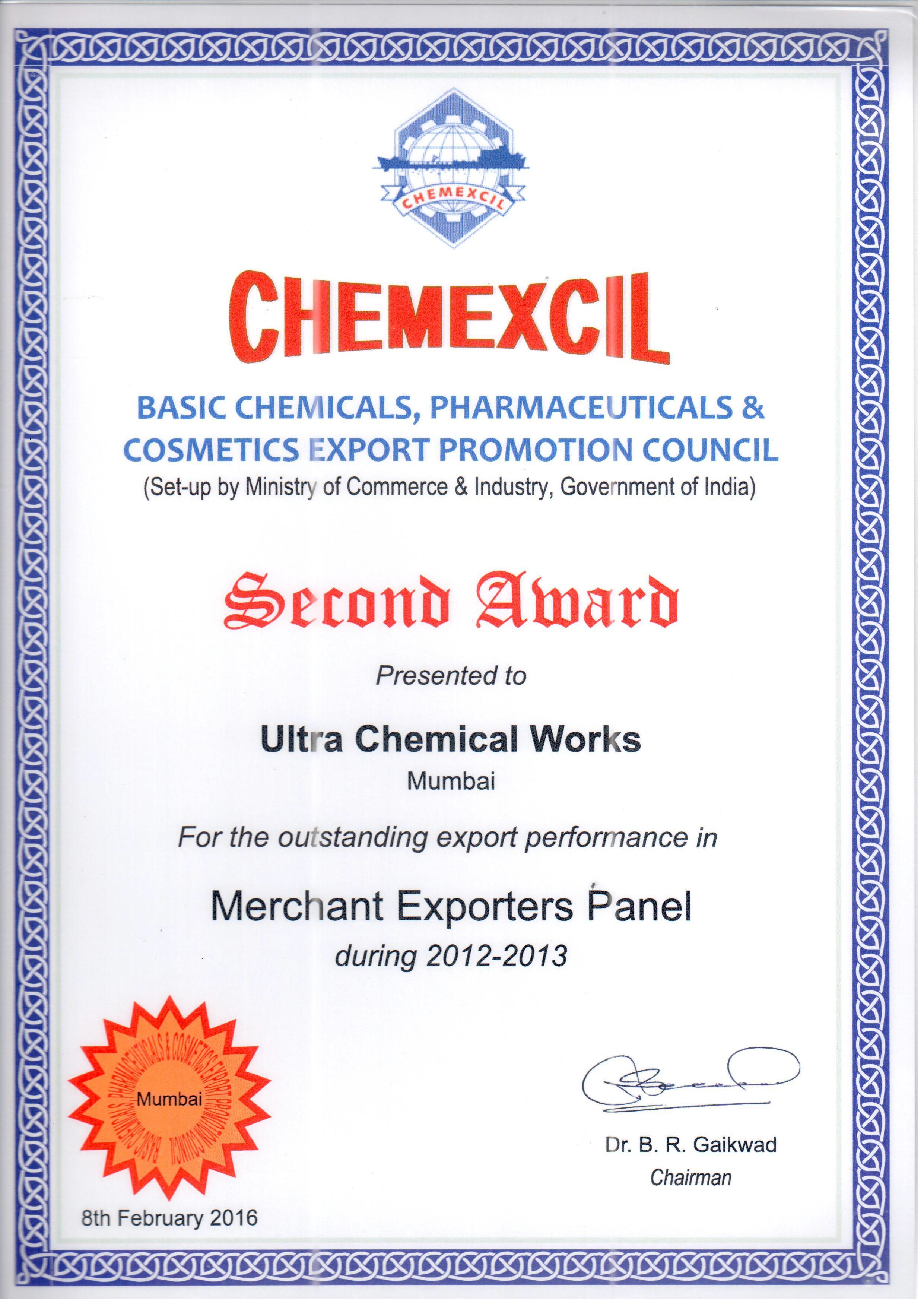 Chemexcil Award for 2012-2013