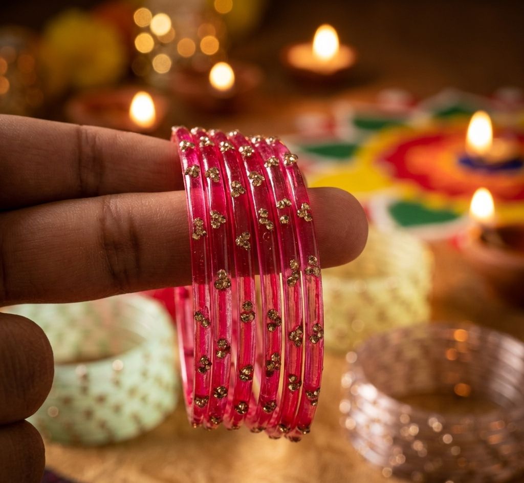 3 Stone Transparent Bangles