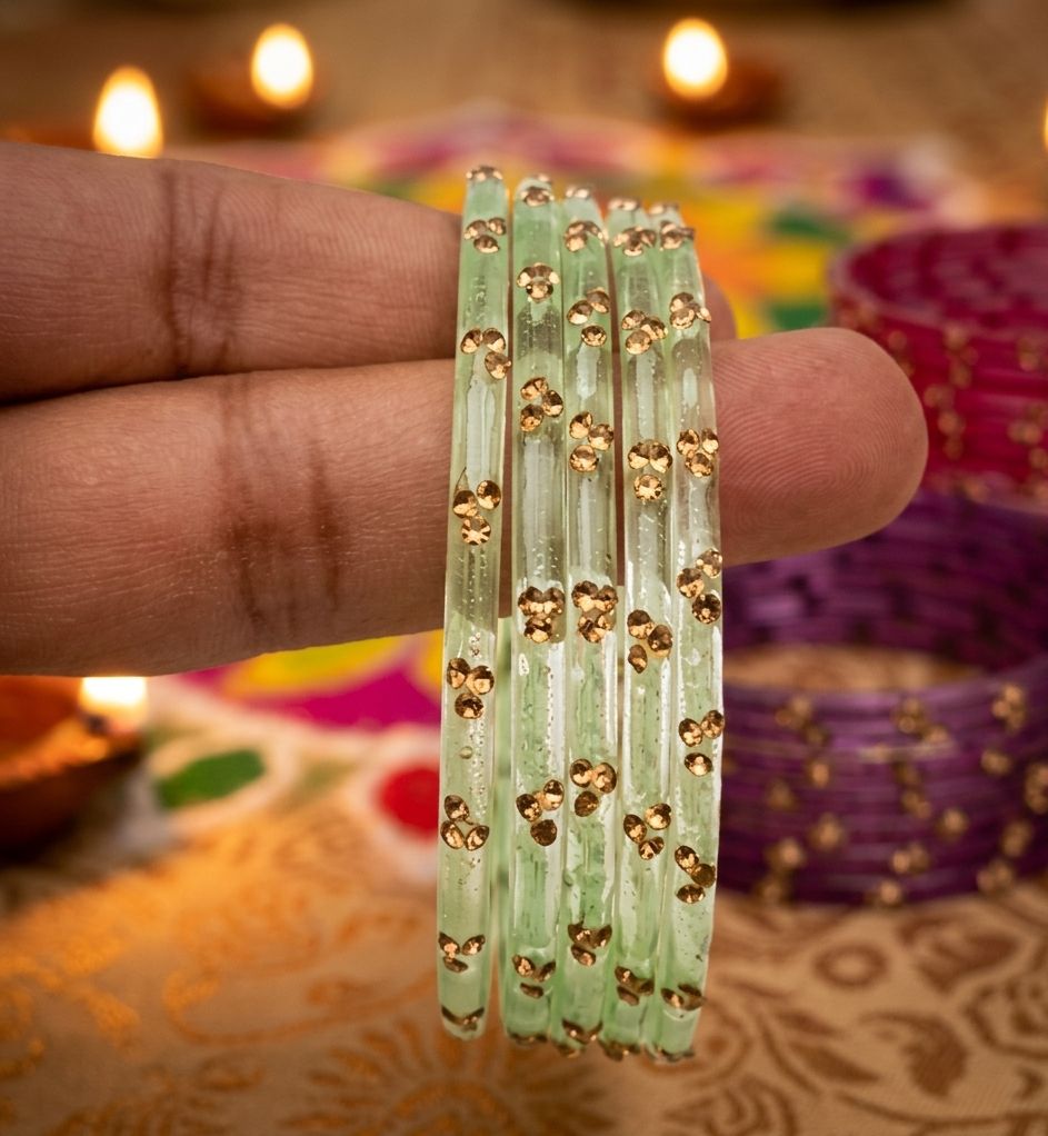 3 Stone Transparent Bangles