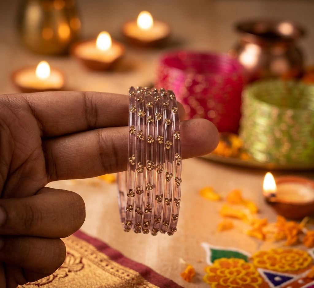 3 Stone Transparent Bangles
