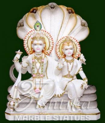 Marble Vishnu Lakshmi Statue