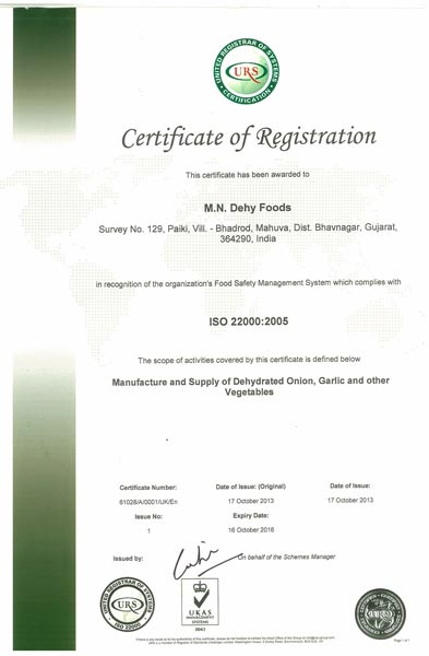 Certificate of ISO-22000-2005
