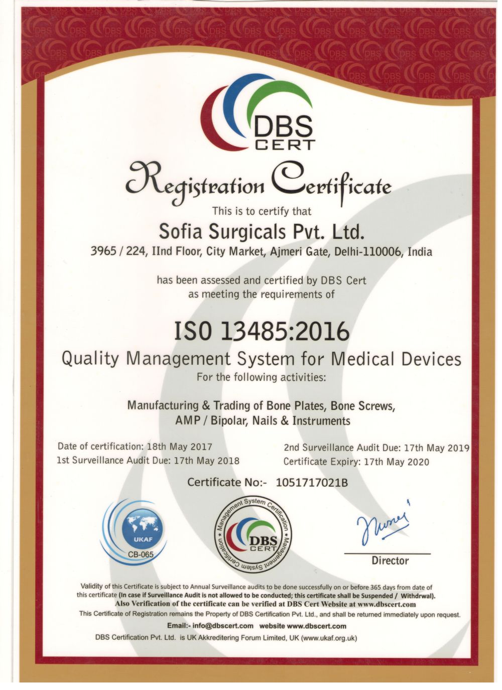 ISO 13485 Certificate
