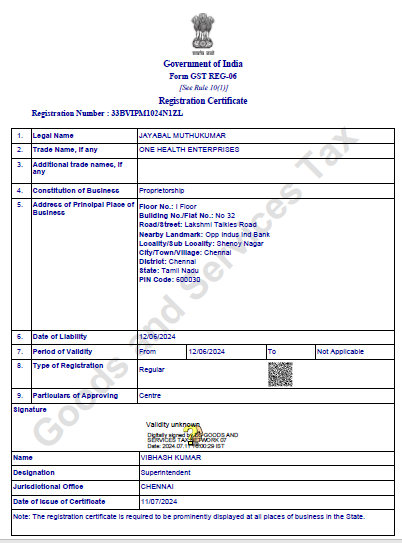 GST Certificiate GST Certificiate