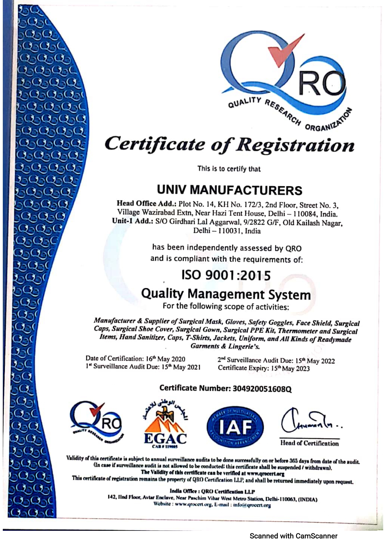 Certificateion of Registration