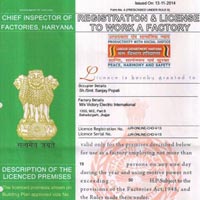 Certificate of Registration & License to Work a Factory