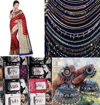 Sarees, Bindi, Anklet, Oxidized Earrings