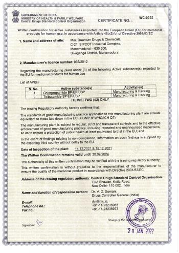 EU GMP Certificate