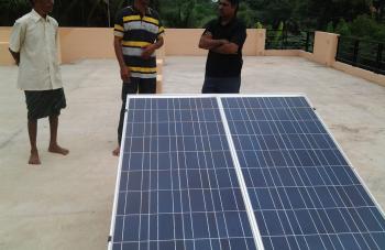 Inspecting with Customer , 250 Watt Peak Solar Dc System Installed in 2013 in a Mandapata , East Godavari District