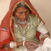 Rural Woman Doing Silk Embroidery