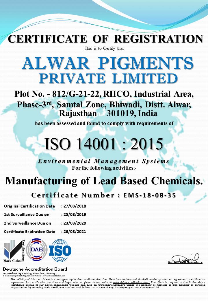 ISO 14001 : 2015 Certificate