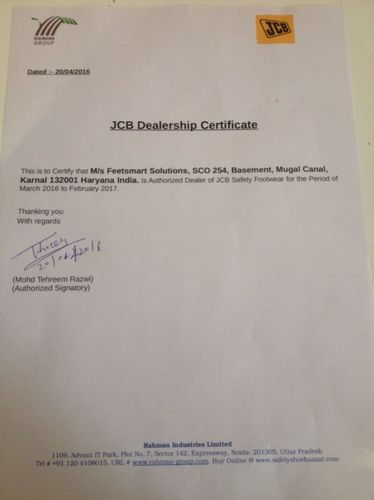JCB Dealership Certificate
