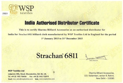 Distributorship Certificate WSP Textiles Ltd.