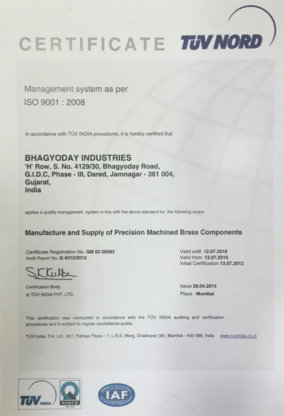ISO 9001 : 2008 Certificate