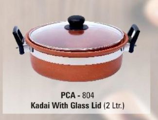 Terracotta Round Kadai With Glass Lid