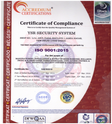 Certificate of Compliance ISO 9001:2015
