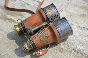 Brass Binocular with Leather Hanging Strip
