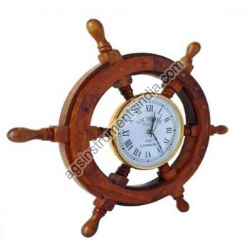 Wooden Center Clock Ship Wheel