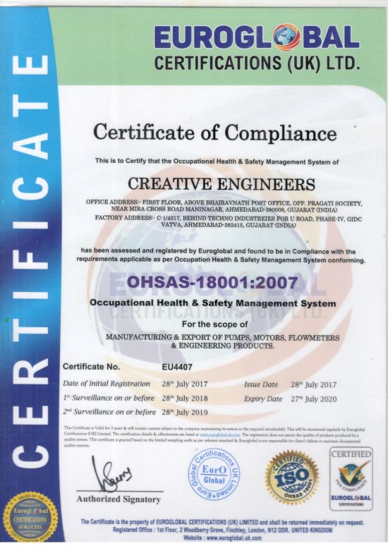 ISO 180001 Certificate