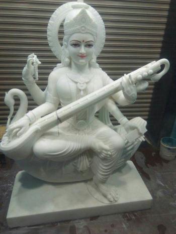 White Marble Saraswati Maa Statue