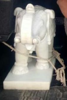 White Stone Elephant Statue