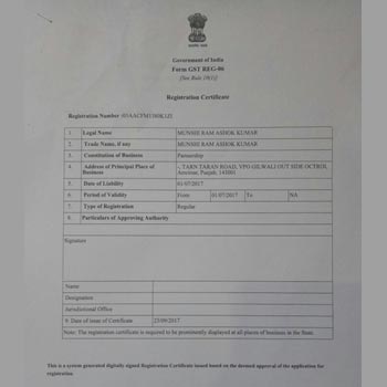 MRAK GST Certificate