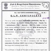 G.L.P. Certificate