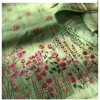 Embroidered Linen Saree