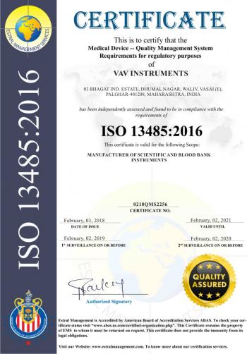 ISO 13485 : 2016 Certificate