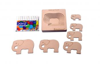 Wooden Elephant Shaped Layered Puzzle