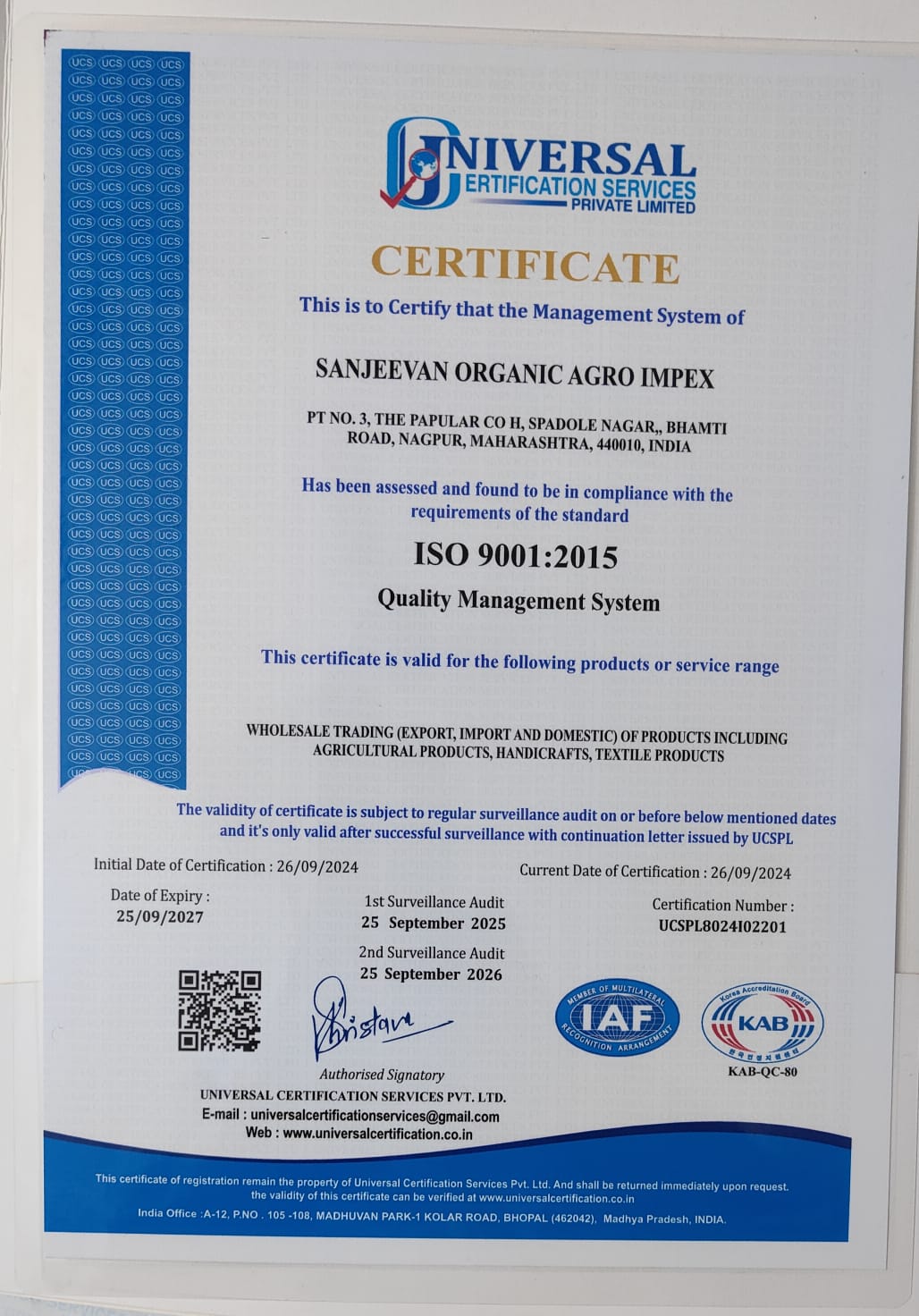 ISO 9001 Certificate