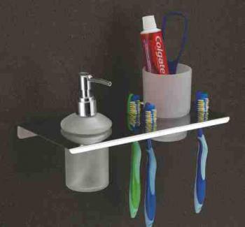 SS 4 in 1 Toothbrush Holder and Liquid Dispenser