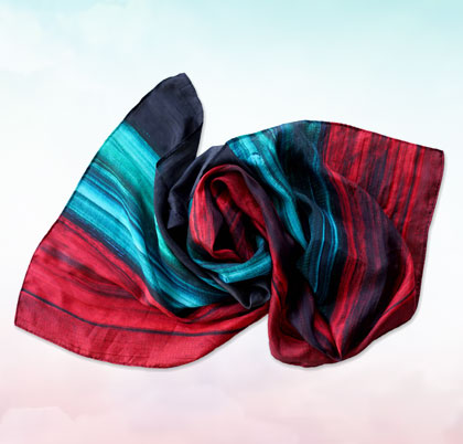 Fire and Ice Silk Long Scarf